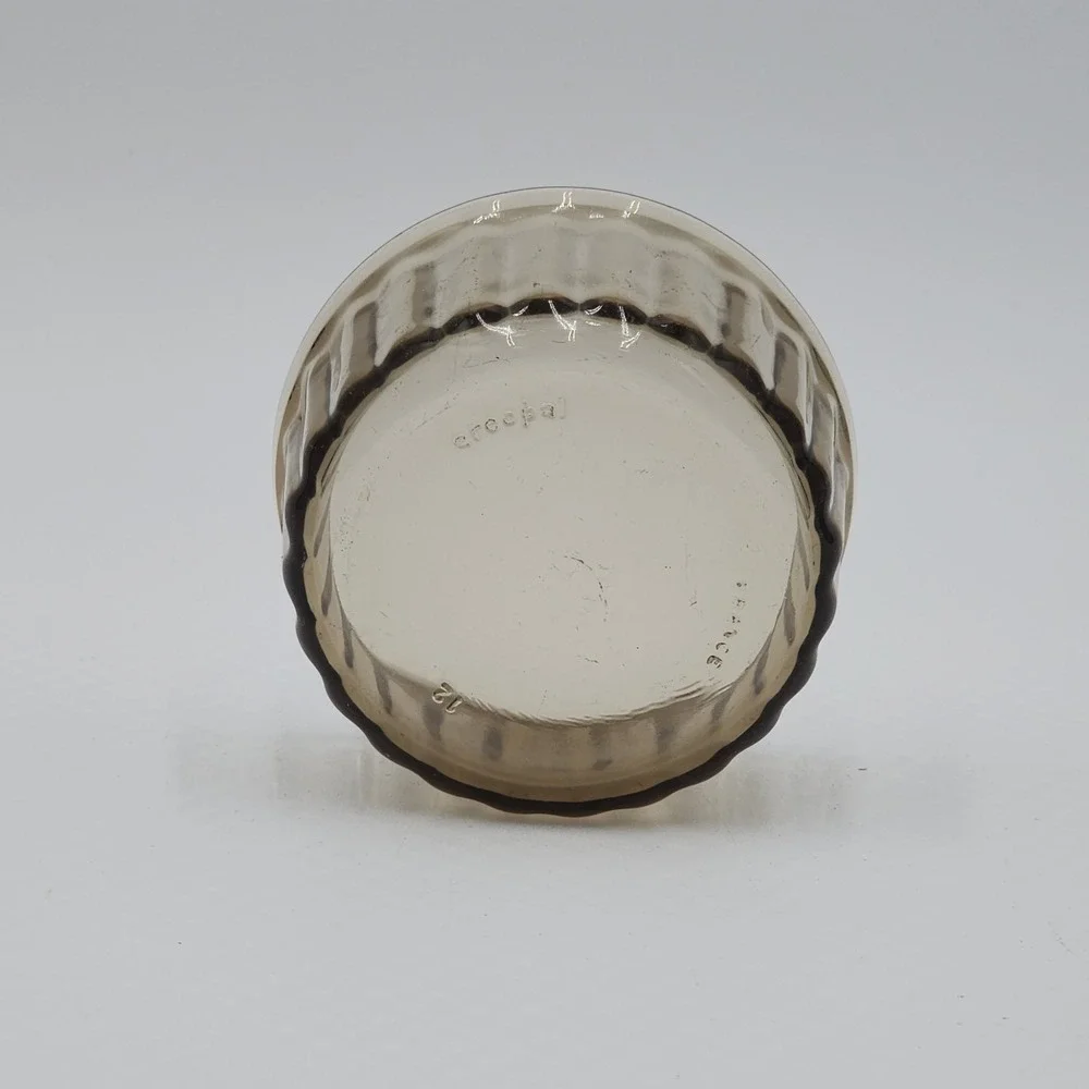 Vintage Arcopal France Ramekin Brown Ribbed Glass Creme Brulee Prep‎ Bowl 3.25